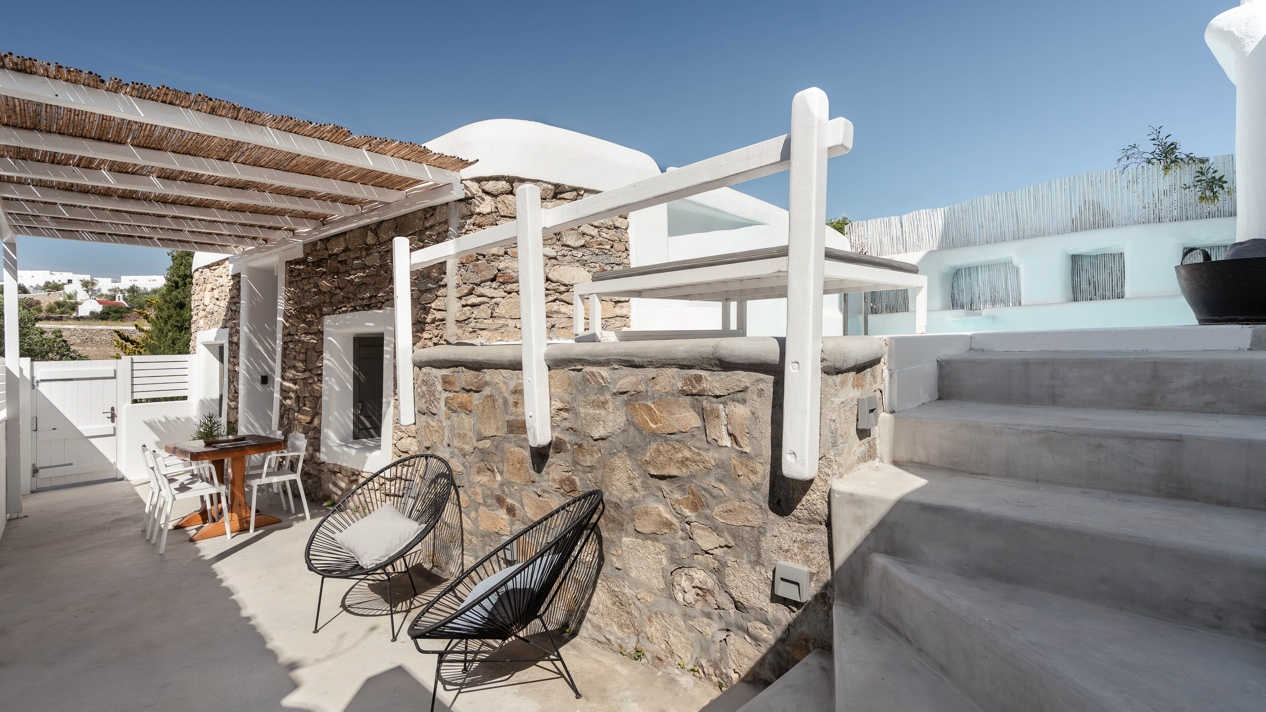 Cycladic stone terrace in Mykonos