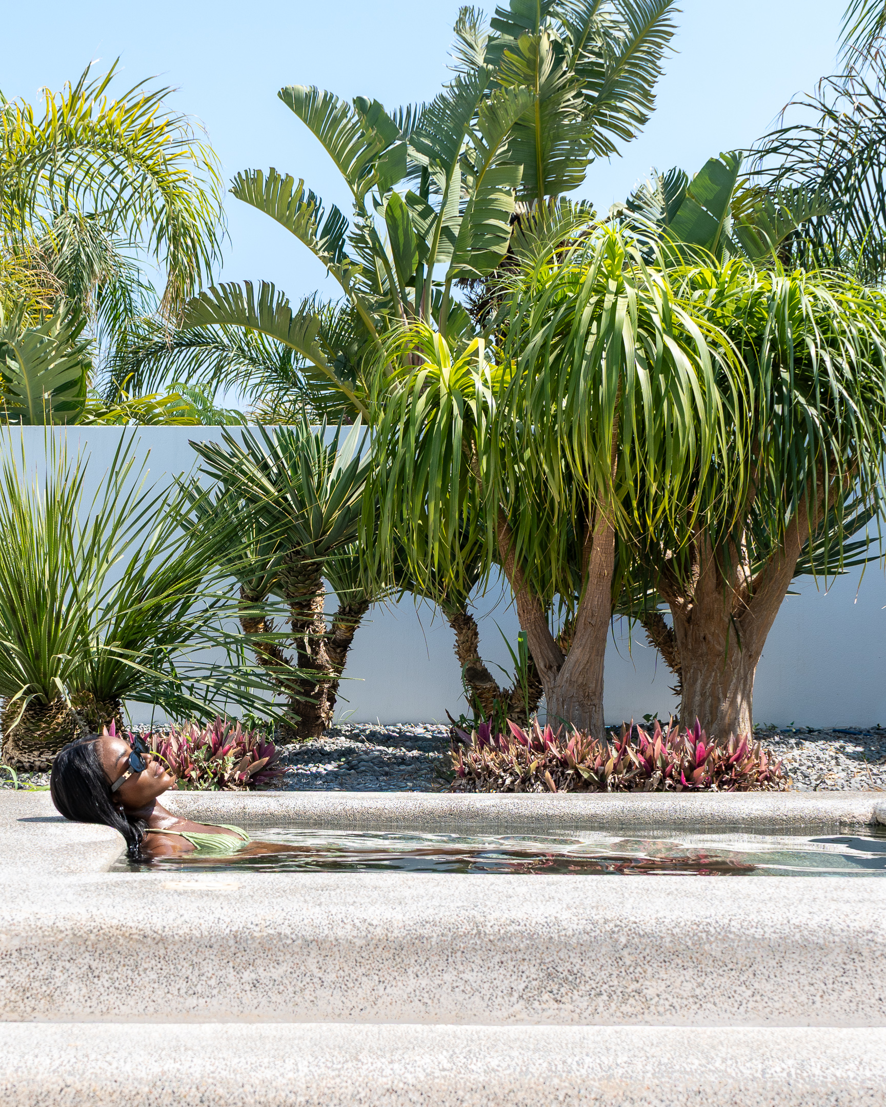 Tropical garden and poolside lifestyle moment